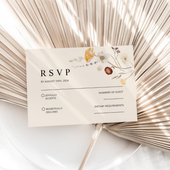 Carte RSVP Boho Fleur sauvage Wedding (Créateur téléchargé)