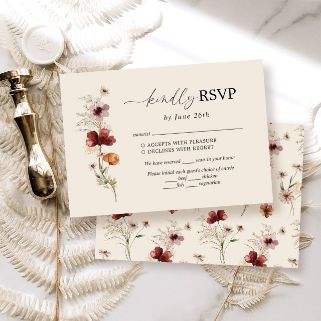Carte RSVP Boho Fleur sauvage Wedding (Créateur téléchargé)