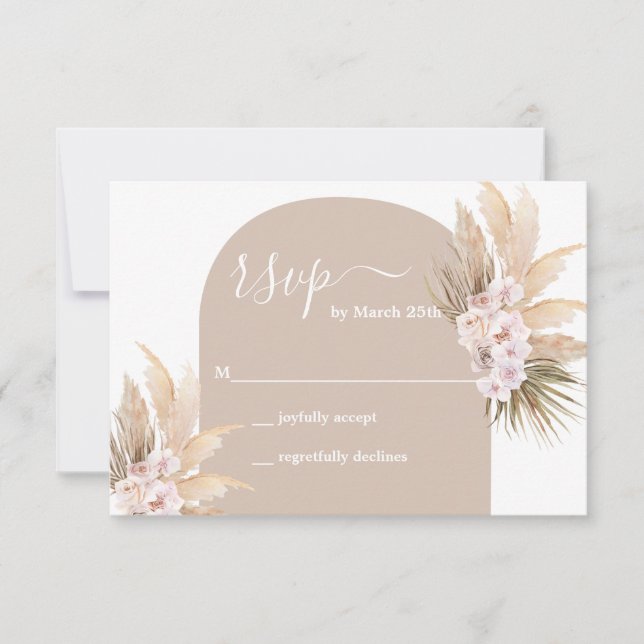 Carte RSVP Boho Pampas Grass Arch Wedding (Devant)