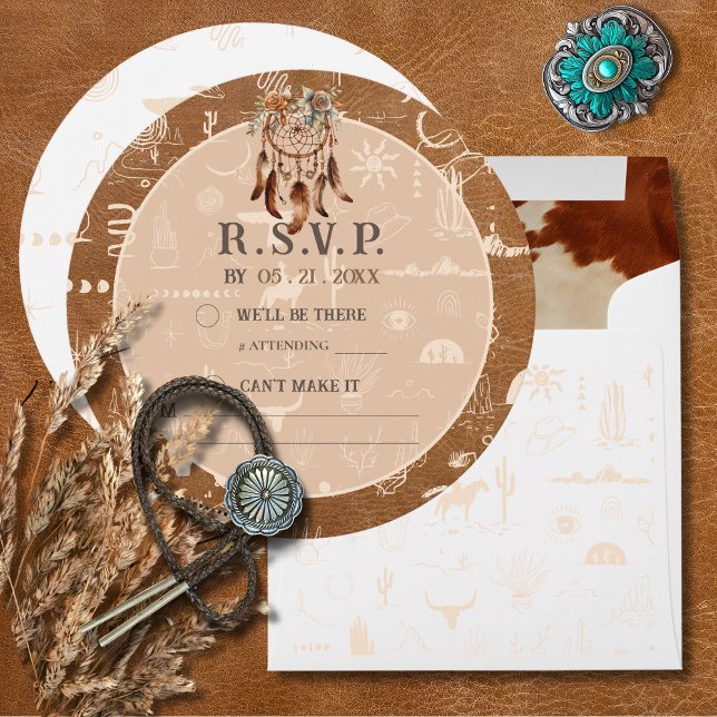 Carte RSVP Boho Ranch Wild West Desert Tan Respons (Créateur téléchargé)