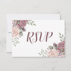 Carte RSVP Boho rose Rose Dusty
