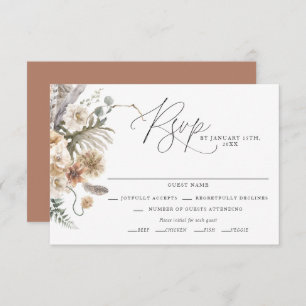 Carte RSVP Boho Rustic Pampas Mariage Grass