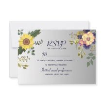 Carte RSVP Boho Sunflower Wedding