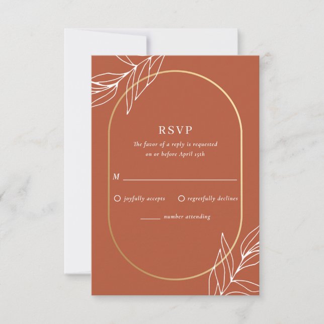Carte RSVP Boho Tropical Burnt Rust Wedding (Devant)