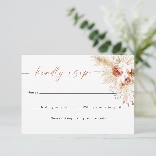 Carte RSVP Boho Wedding | Carte de réponse 3,5 x 5 (Debout devant)