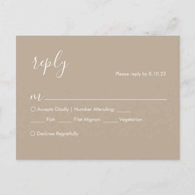 Carte RSVP Boho Wedding, Options de repas (Devant)