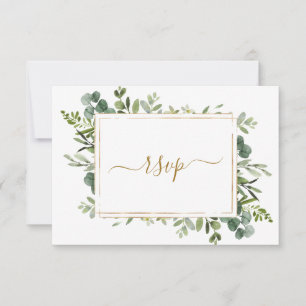 Carte RSVP Botanical Gold Greenery Wedding