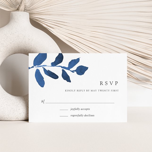 Carte RSVP Botanique Pressée | Indigo (Créateur téléchargé)