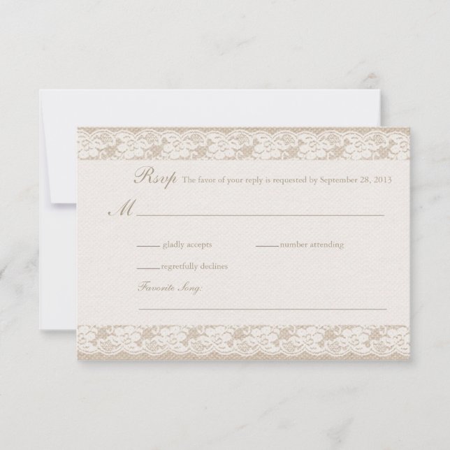 Carte RSVP Burlap & Lace (Devant)