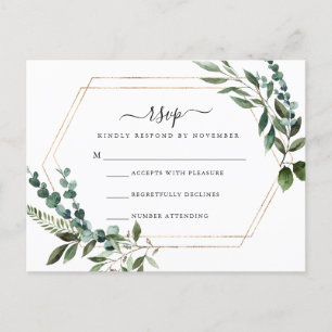 Carte RSVP cadre or floral