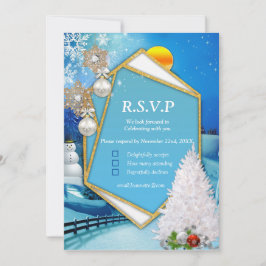 Carte RSVP cadre or géométrique
