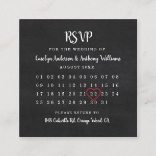 Carte RSVP Calendrier Chalkboard moderne