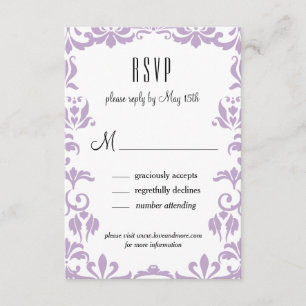 Carte RSVP Calligraphie élégante pourpre Damask