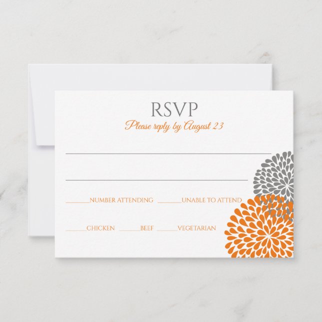 Carte RSVP / Carte postale de mariage floral (oran (Devant)