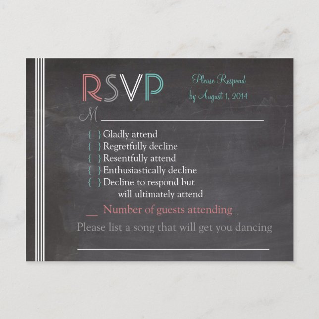 Carte RSVP Chalkboard (Devant)
