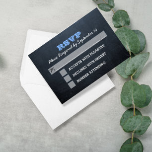 Carte RSVP Chalkboard Blue Bar Mitzvah