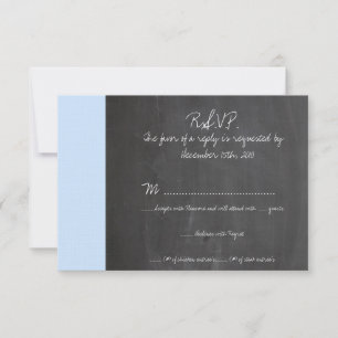 Carte RSVP Chalkboard Blue Wedding