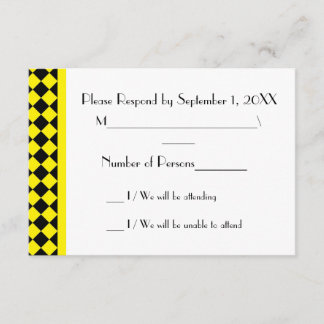 Carte RSVP ChequerBoard (Jaune/Noir)