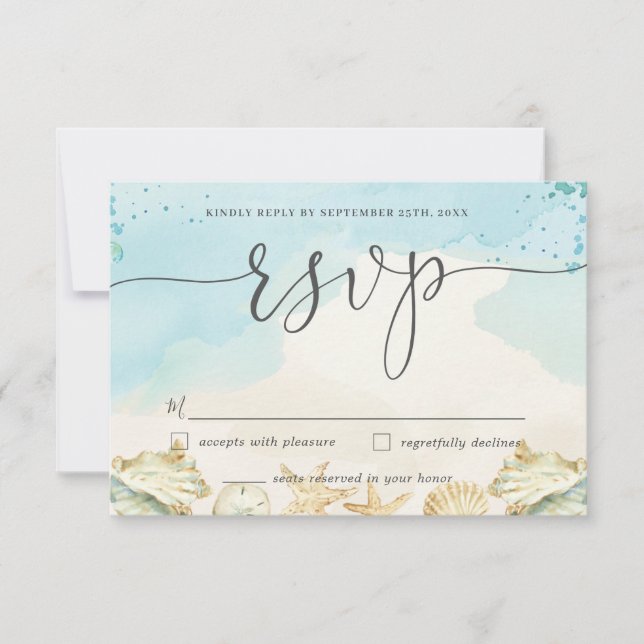 Carte RSVP Chic Beach Destination Wedding (Devant)
