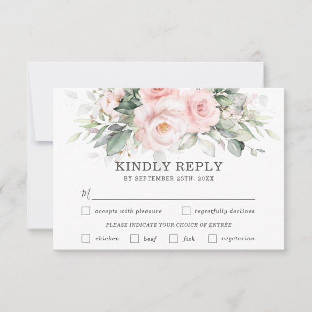 Carte RSVP Chic Blush Floral Mariage (Devant)