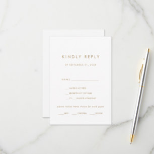 Carte RSVP Choix du menu de typographie or