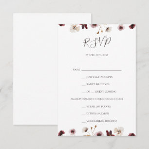 Carte RSVP Choix du menu Fleur sauvage en cuivre B