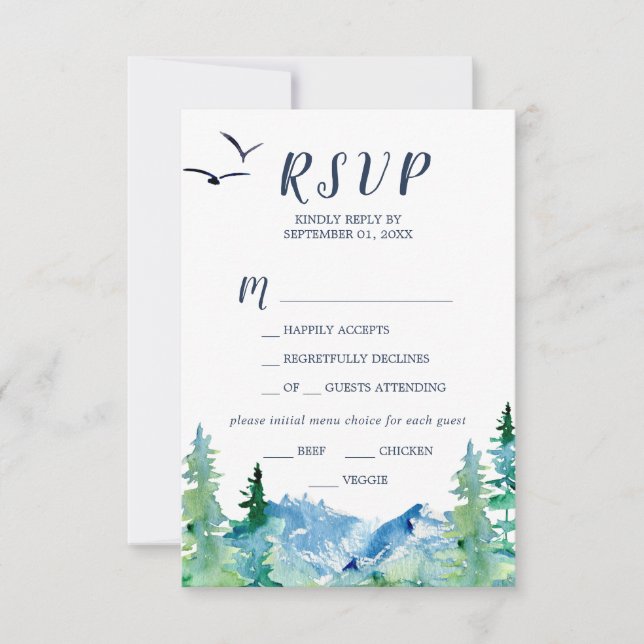 Carte RSVP Choix du menu Rocky Mountain (Devant)