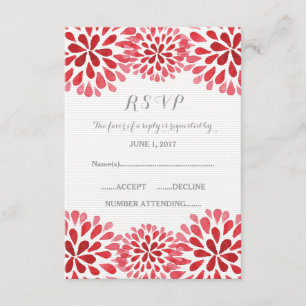 Carte RSVP Chrysanthemum couleur rouge