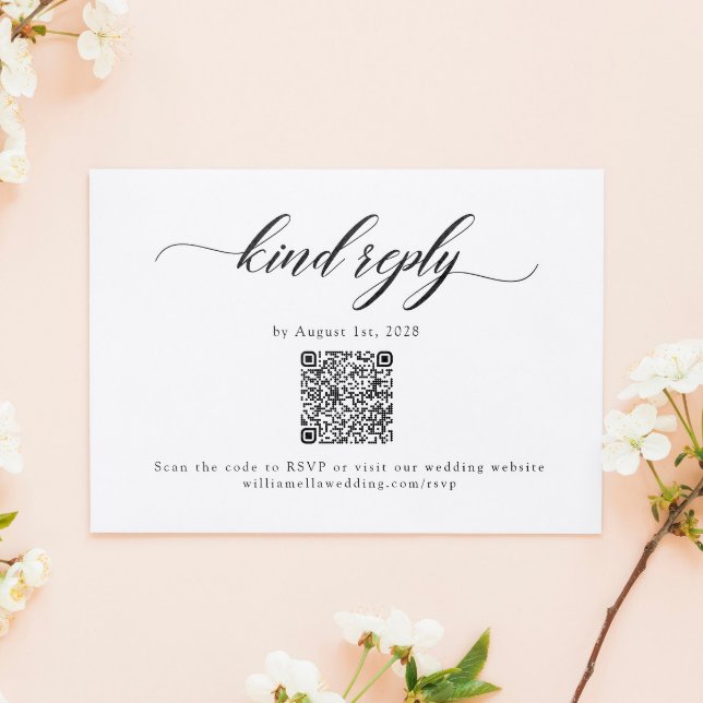 Carte RSVP Classic Elegant Script Mariage QR Code (Créateur téléchargé)