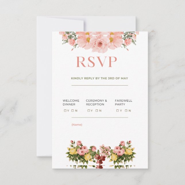 Carte RSVP classique de mariage élégant (Devant)