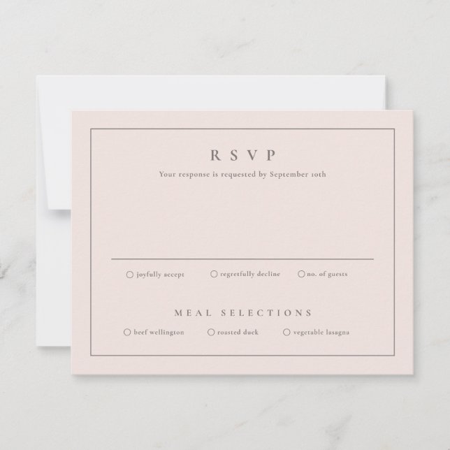 Carte RSVP classique de mariage rose vierge (Devant)
