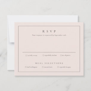 Carte RSVP classique de mariage rose vierge