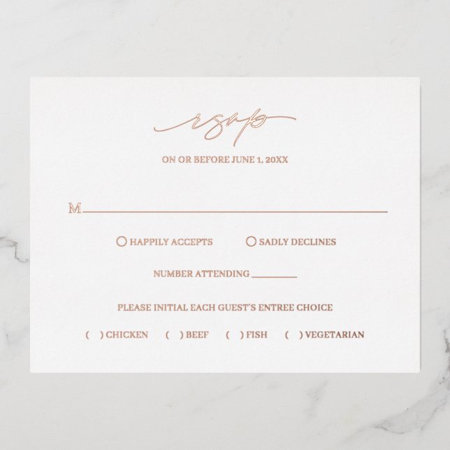 Carte RSVP classique élégante mariage (Recto)