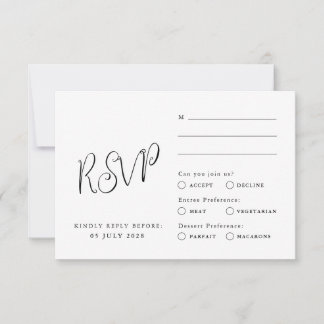 Carte Rsvp classique, style élégant, minimaliste