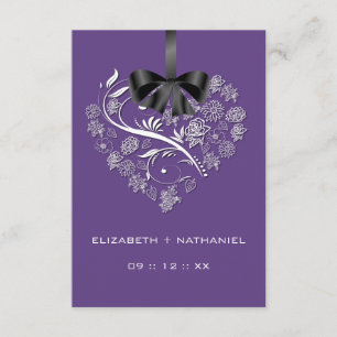 Carte RSVP Coeur sans respiration - prune