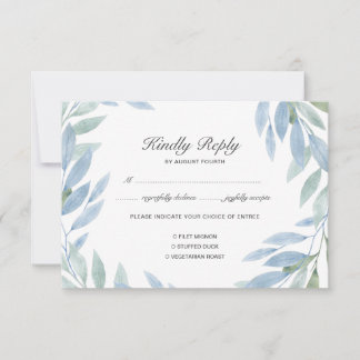 Carte RSVP couleur Aquarelle bleue avec choix de r