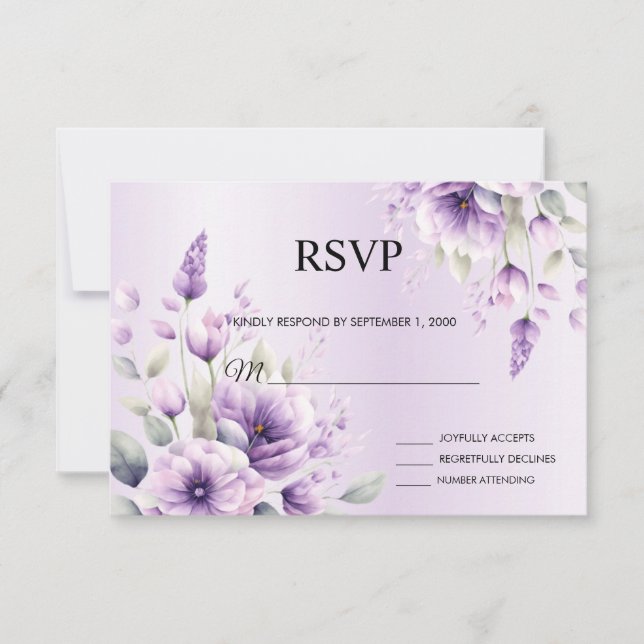 Carte RSVP couleur d'eau violet (Devant)