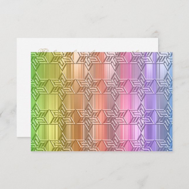 Carte RSVP couleur Rainbow Star Damask (Devant / Derrière)