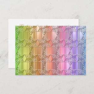 Carte RSVP couleur Rainbow Star Damask