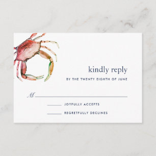 Carte RSVP crabe rouge