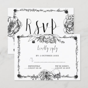 Carte RSVP crâne gothique à main