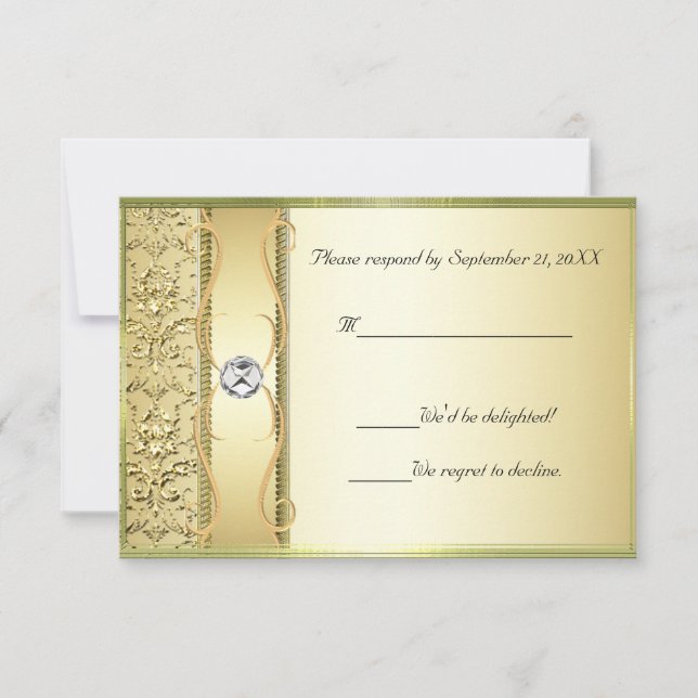 Carte RSVP D2 Gold sur Gold Damask (Devant)