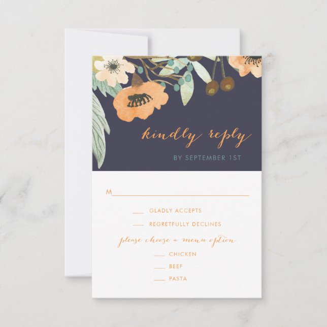 Carte RSVP d'aquarelle en fleurs personnalisée (Devant)
