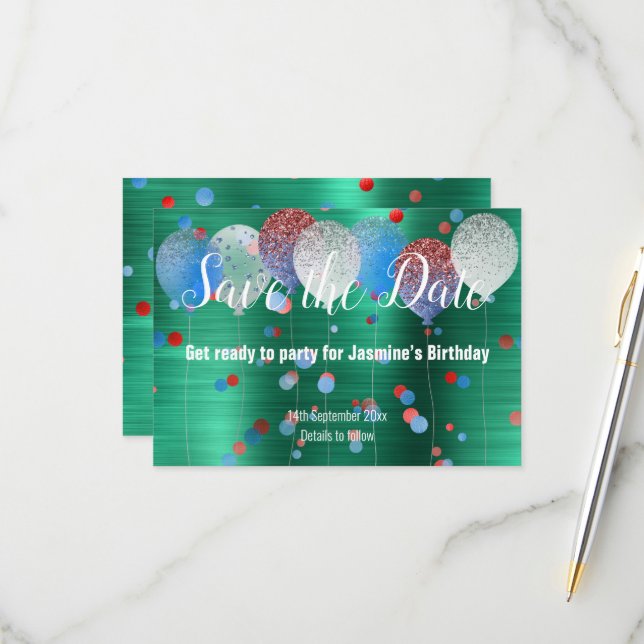 CARTE RSVP DATE À SAUVERGARder ROUGE TACHE VERTE B (Devant/Arrière en situation)