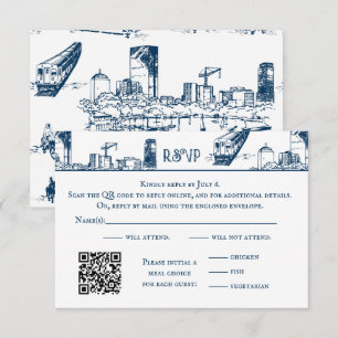 Carte RSVP de Boston Toile Navy