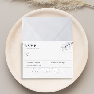 Carte RSVP de choix de repas bleu marine simple