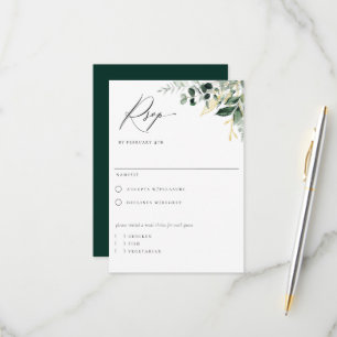 Carte RSVP de choix de repas naturel de verdure bo