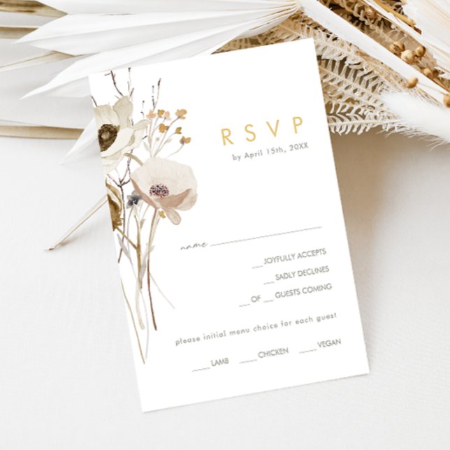 Carte RSVP de choix du menu Fleur sauvage de lunet (Créateur téléchargé)