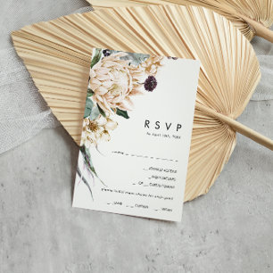Carte RSVP de choix du menu Floral blanc