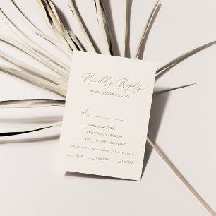 Carte RSVP de choix du menu Gold et Cream